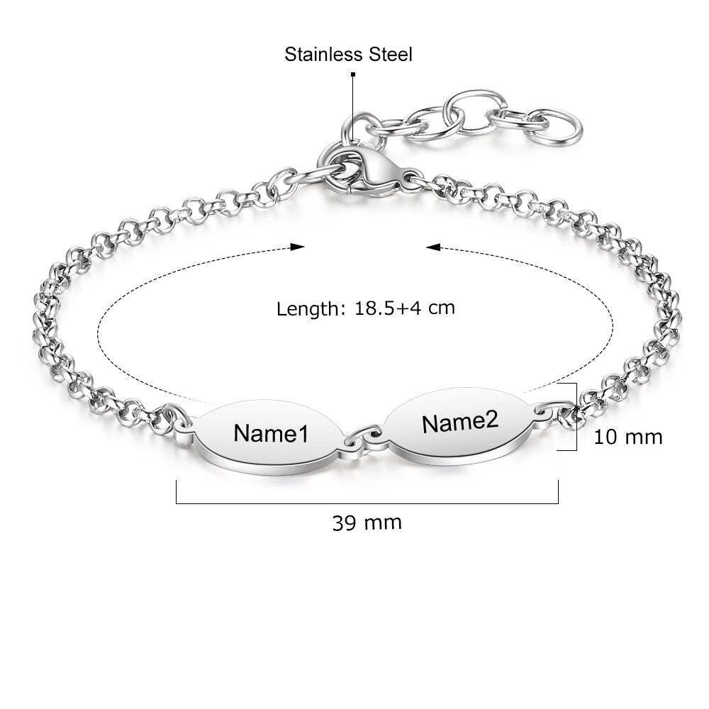 Personalized Oval Design 4 Names Chain Bracelets-Florence Scovel