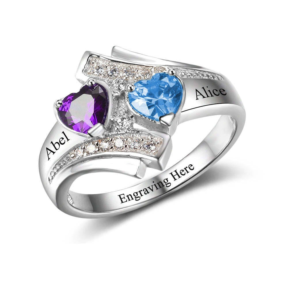 Engagement Custom Birthstone Engrave Name Ring-Florence Scovel