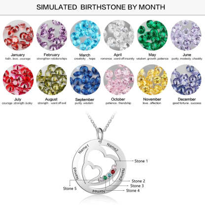 Personalized 5 Stones 5 Names Pendant-Florence Scovel
