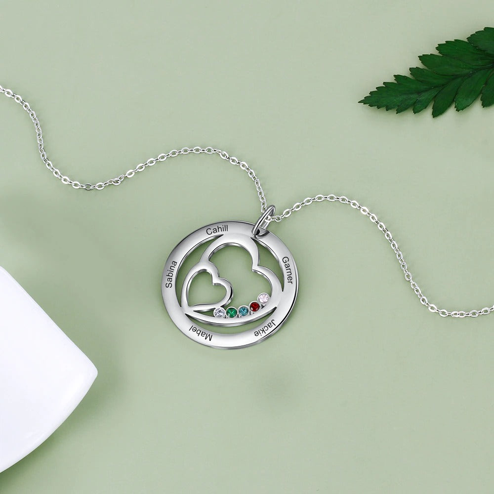 Personalized 5 Stones 5 Names Pendant-Florence Scovel