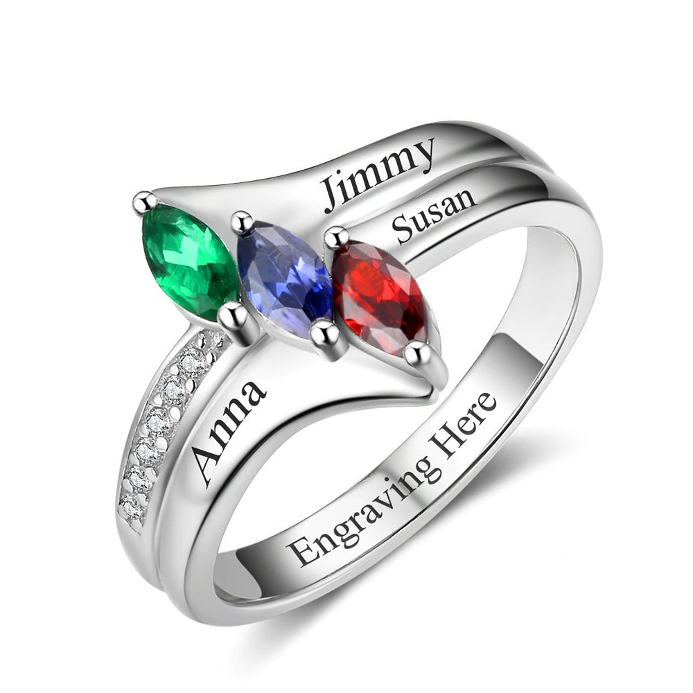 Personalized Birthstone Engrave Name Family Ring-Florence Scovel