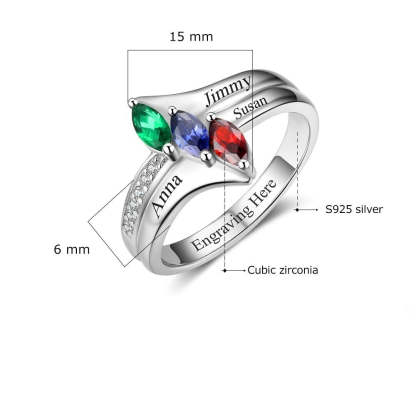 Personalized Birthstone Engrave Name Family Ring-Florence Scovel