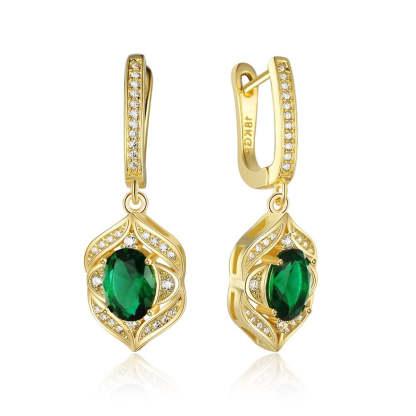 Classic Drop Green Cubic Zirconia Earrings-Florence Scovel