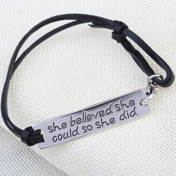 She Believed She Could So She Did Hand Stamped Bracelet - Florence Scovel - 4