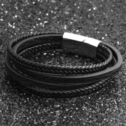 Stainless Steel Leather Bracelet For Men-Florence Scovel
