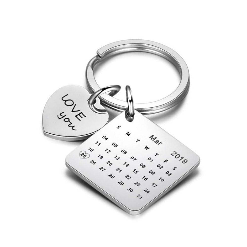 Personalized Round & Cordate Date Keychains-Florence Scovel