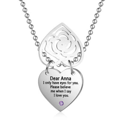 Customized Engraving 2 Birthstones Pendant-Florence Scovel