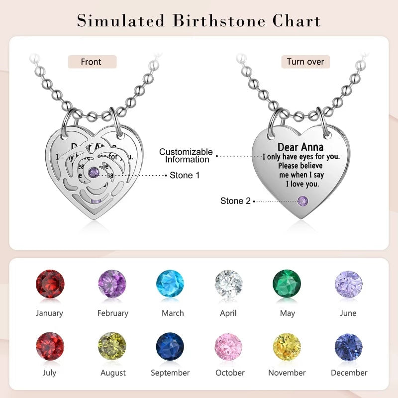 Customized Engraving 2 Birthstones Pendant-Florence Scovel