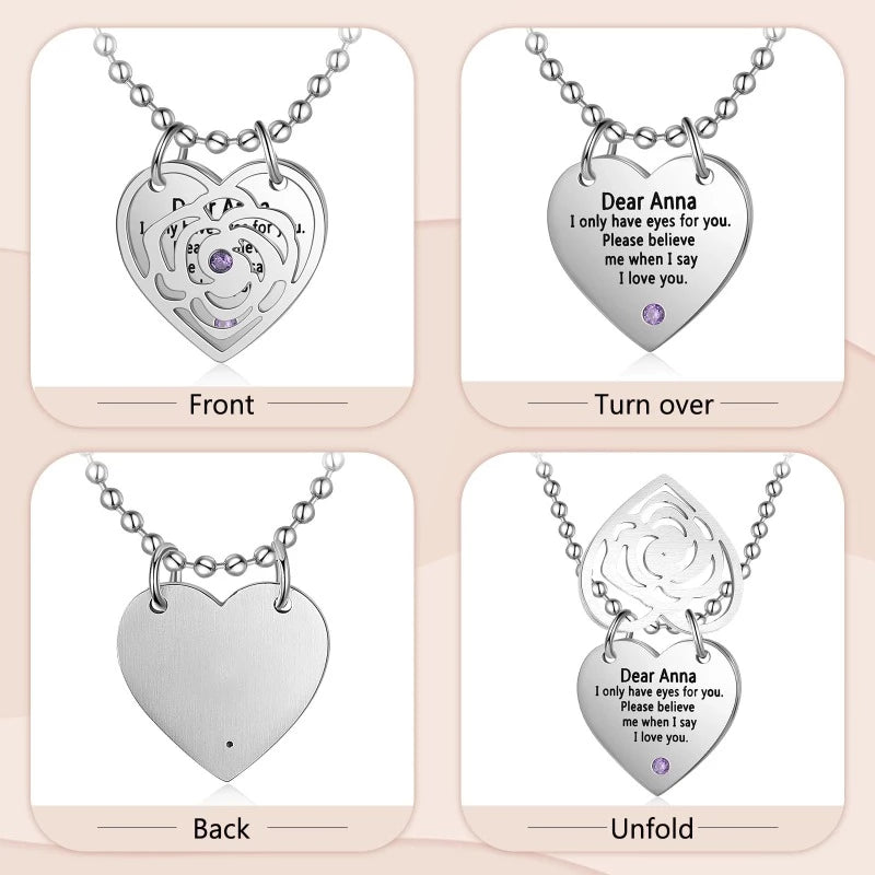 Customized Engraving 2 Birthstones Pendant-Florence Scovel