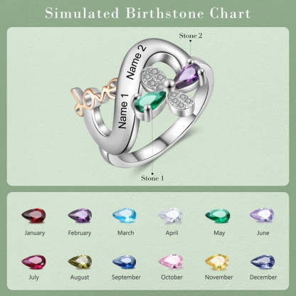 Personalized 2 Names And Stones Engraved Ring For Women-Florence Scovel