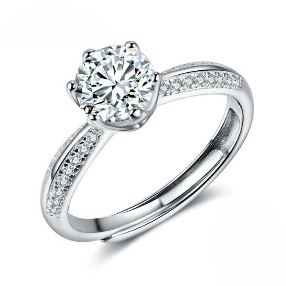 Moissanite Sterling Silver Engagement Ring-Florence Scovel