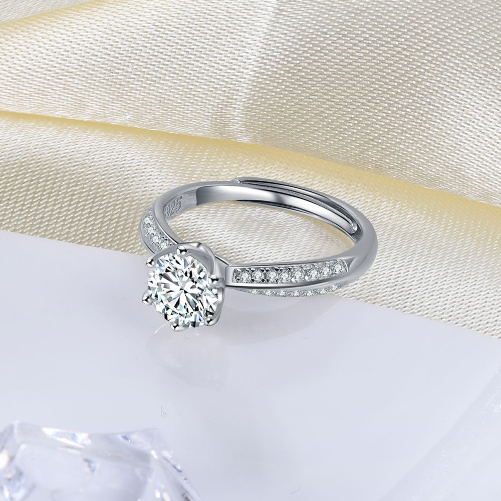 Moissanite Sterling Silver Engagement Ring-Florence Scovel