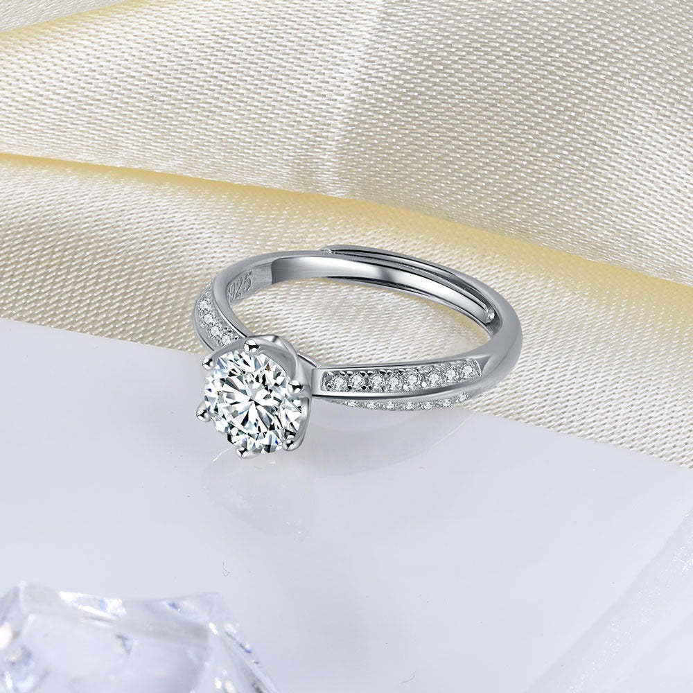 Moissanite Sterling Silver Engagement Ring-Florence Scovel