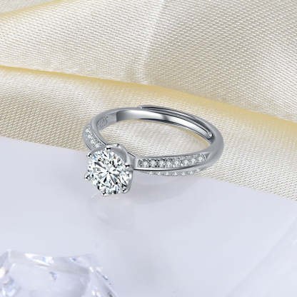 Moissanite Sterling Silver Engagement Ring-Florence Scovel