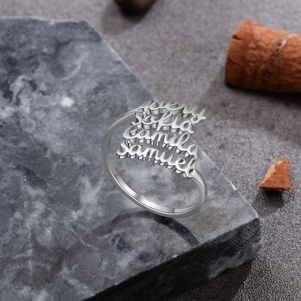 Personalized Family Nameplate Size Ring For Women-Florence Scovel