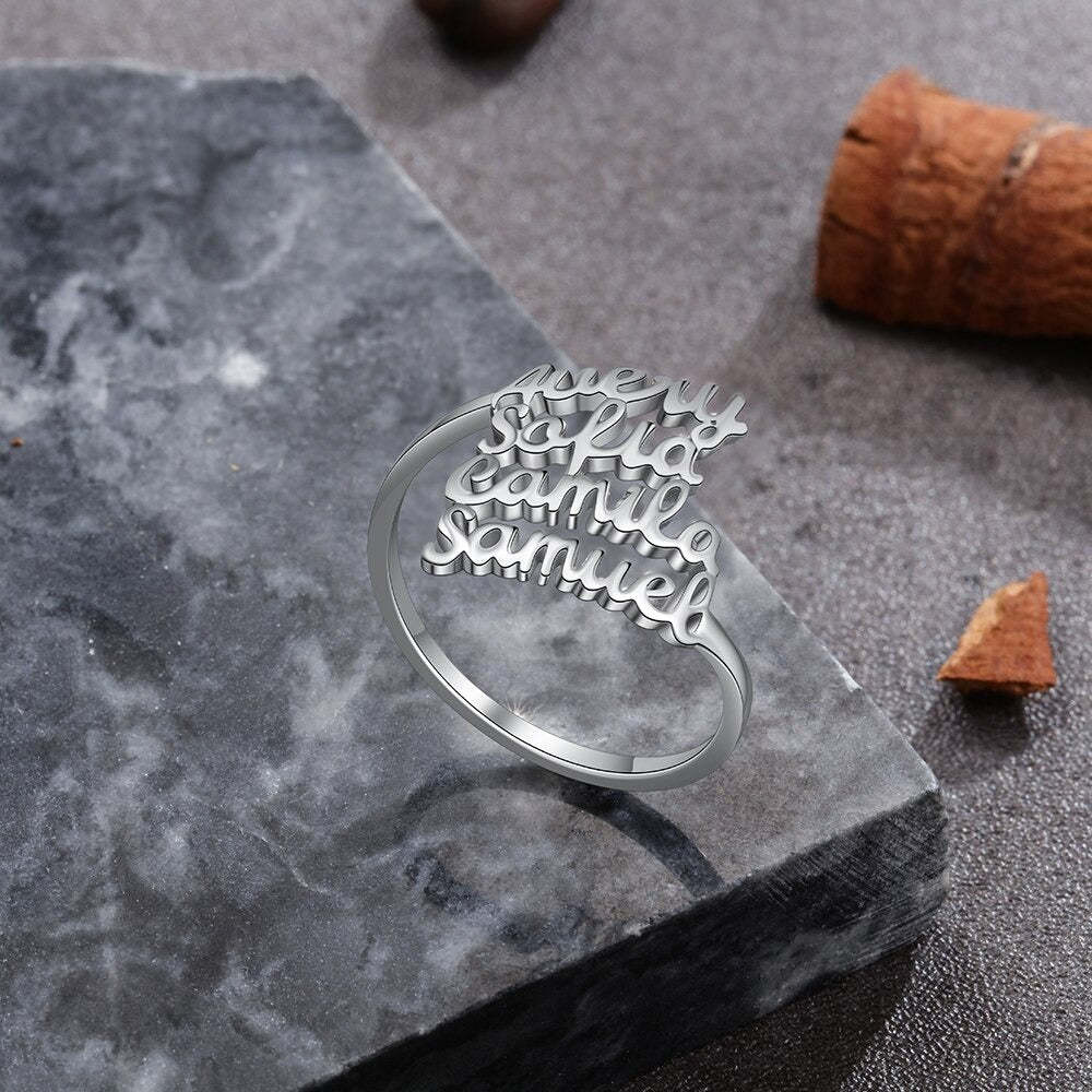 Personalized Family Nameplate Size Ring For Women-Florence Scovel