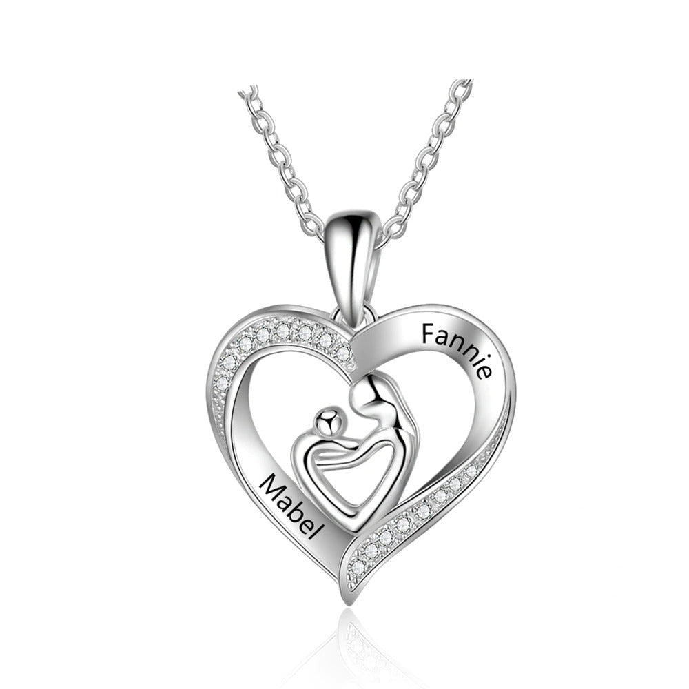 Sterling Silver Personalized Mother Baby Pendant-Florence Scovel