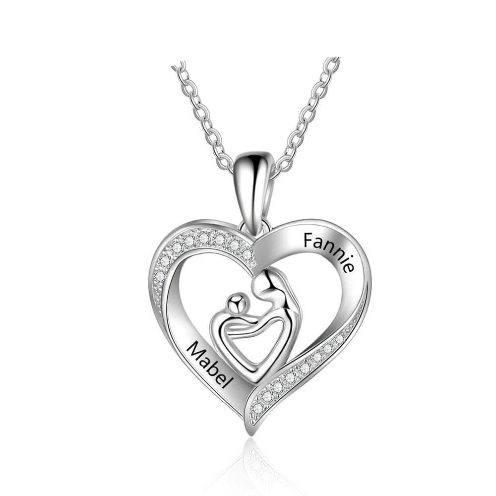 Sterling Silver Personalized Mother Baby Pendant-Florence Scovel
