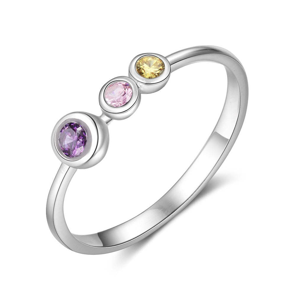 Sterling Silver 3 Birthstone Ring For Women-Florence Scovel