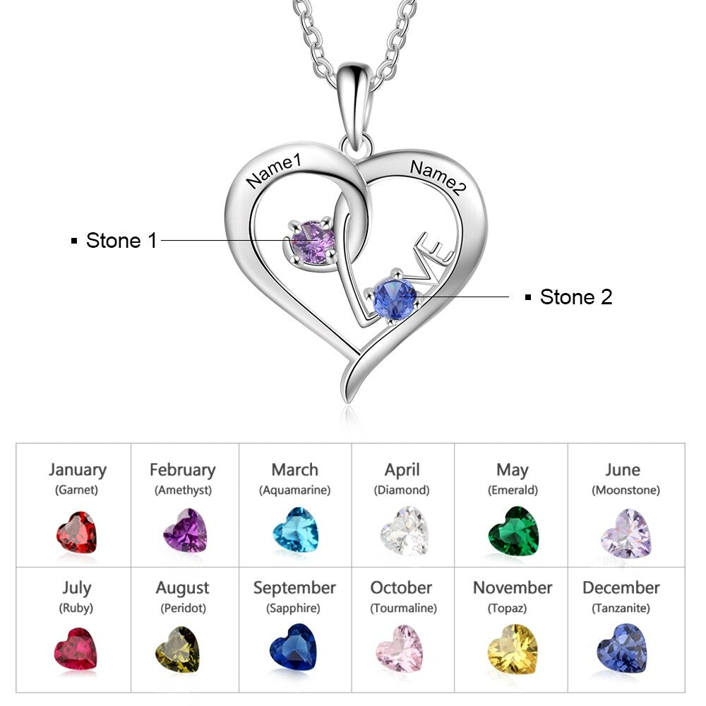Personalized Heart-Shaped Necklace with Birthstone-Florence Scovel
