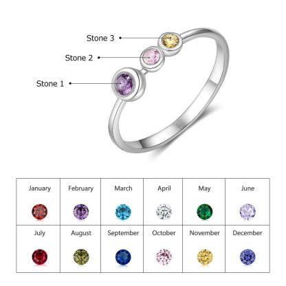 Sterling Silver 3 Birthstone Ring For Women-Florence Scovel