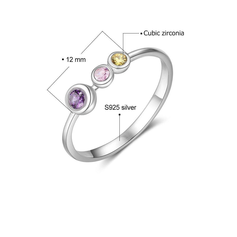 Sterling Silver 3 Birthstone Ring For Women-Florence Scovel