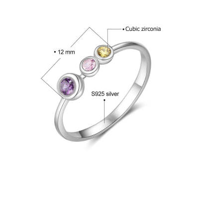 Sterling Silver 3 Birthstone Ring For Women-Florence Scovel