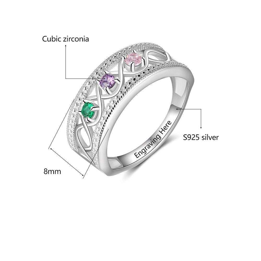 Sterling Silver Personalized Infinity Love Wide Ring-Florence Scovel