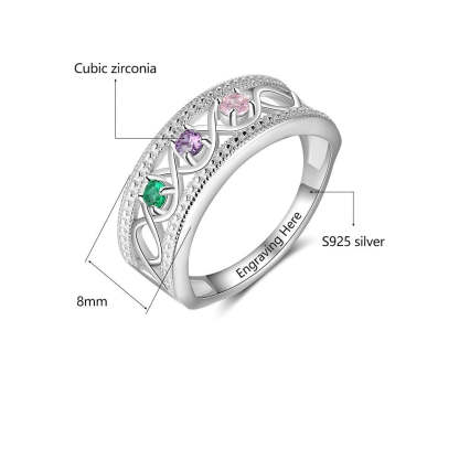Sterling Silver Personalized Infinity Love Wide Ring-Florence Scovel