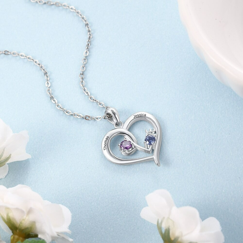 Personalized Heart-Shaped Necklace with Birthstone-Florence Scovel