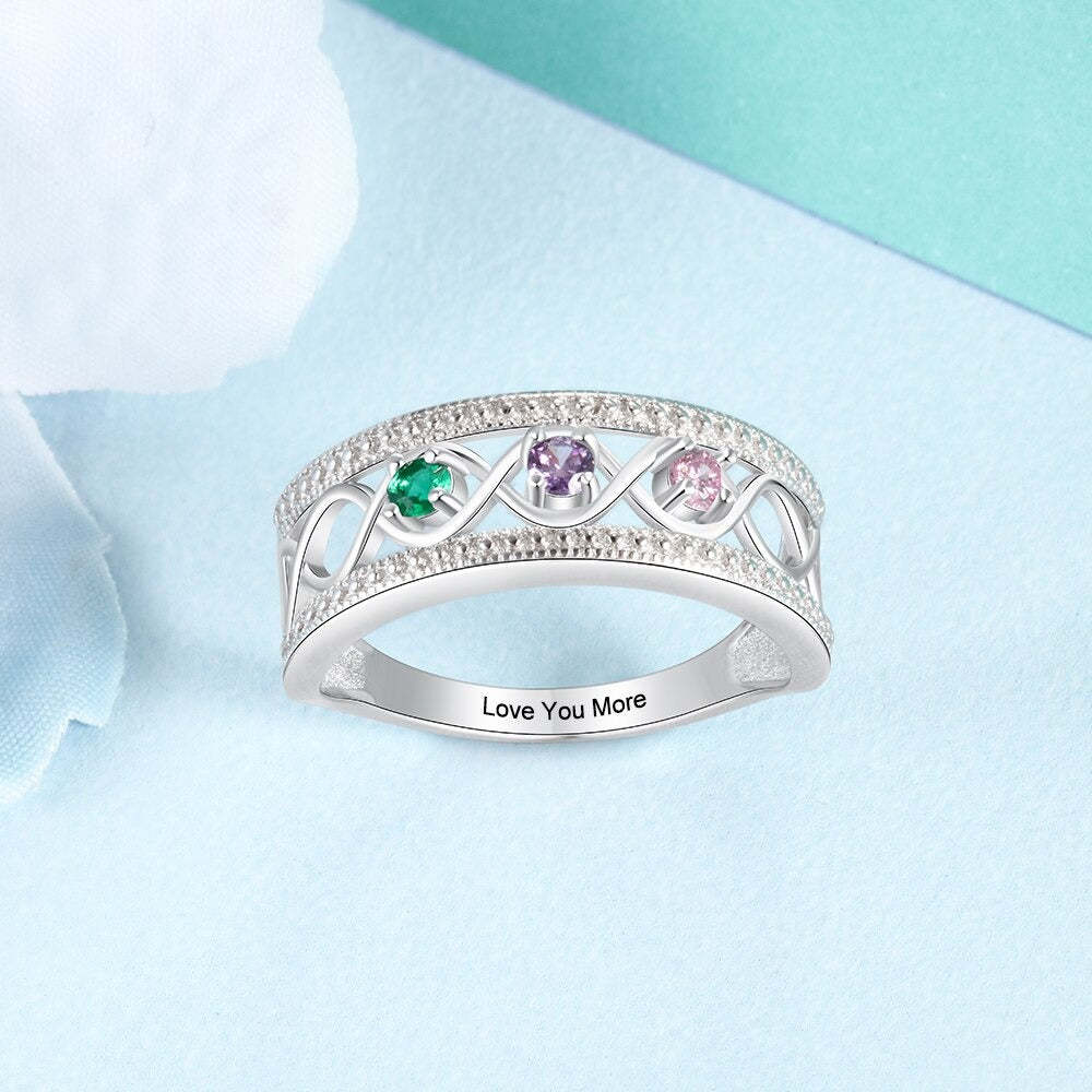 Sterling Silver Personalized Infinity Love Wide Ring-Florence Scovel