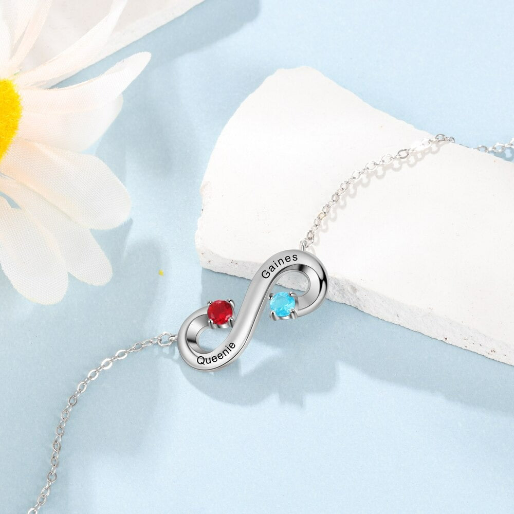Sterling Silver Personalized Infinity Necklace-Florence Scovel