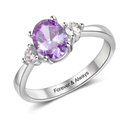 Classic Customized Oval Birthstone Rings For Women-Florence Scovel