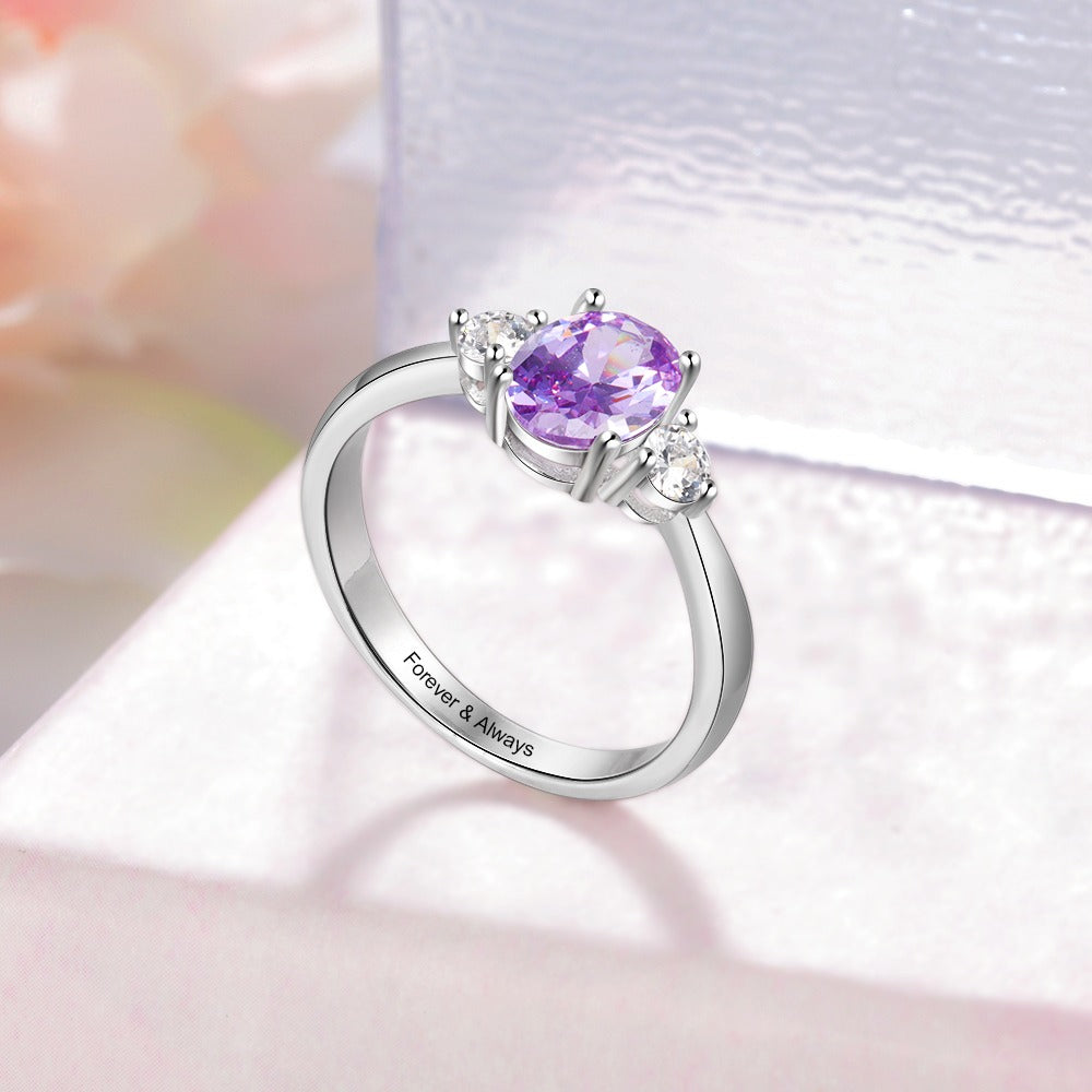 Classic Customized Oval Birthstone Rings For Women-Florence Scovel