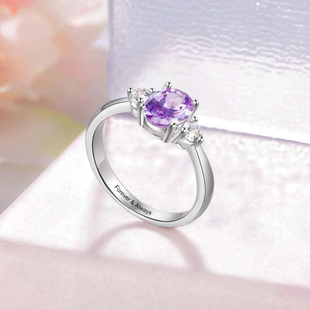 Classic Customized Oval Birthstone Rings For Women-Florence Scovel