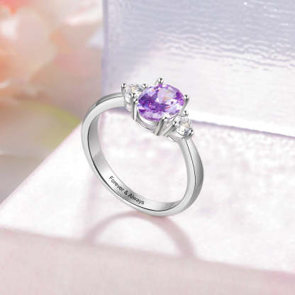 Classic Customized Oval Birthstone Rings For Women-Florence Scovel