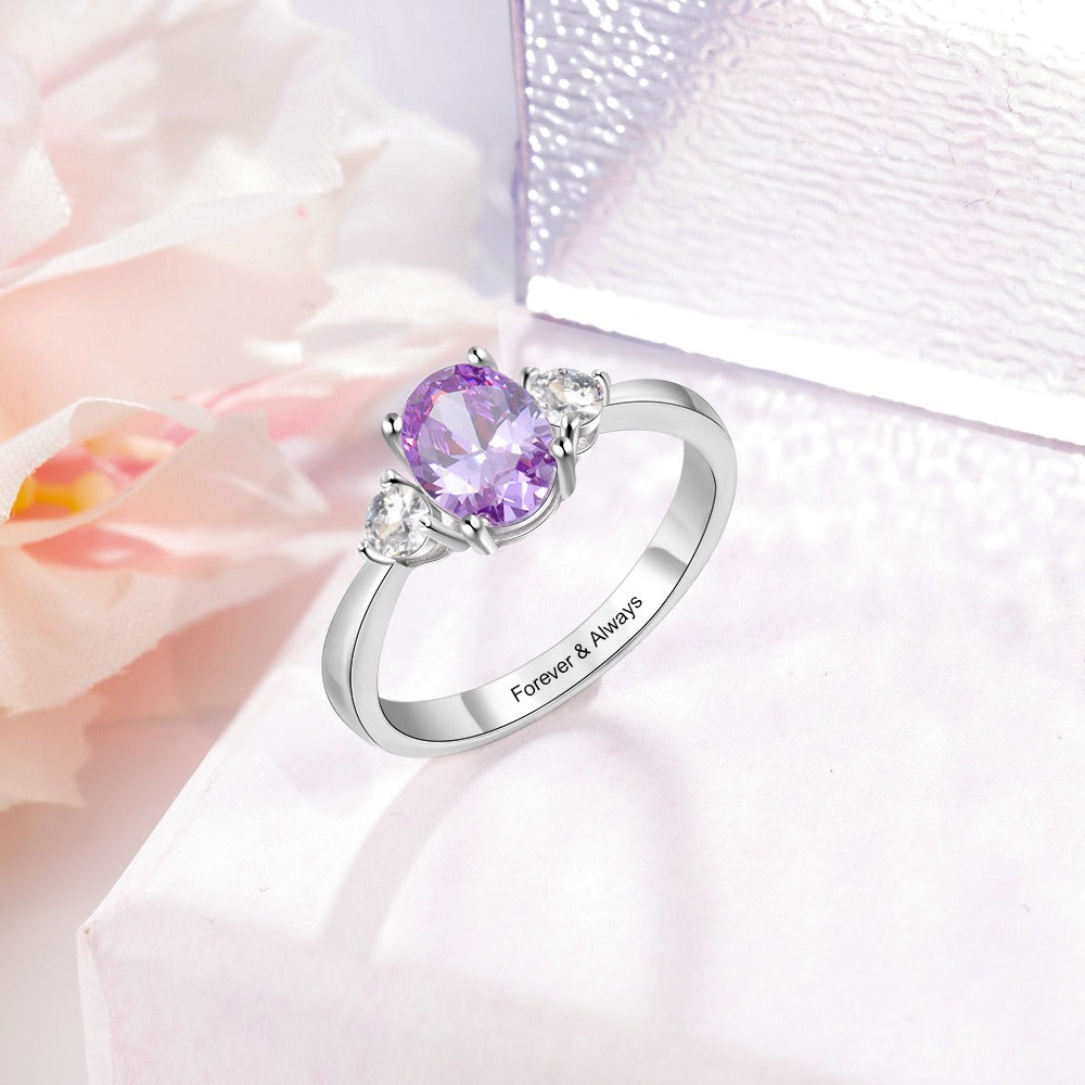 Classic Customized Oval Birthstone Rings For Women-Florence Scovel