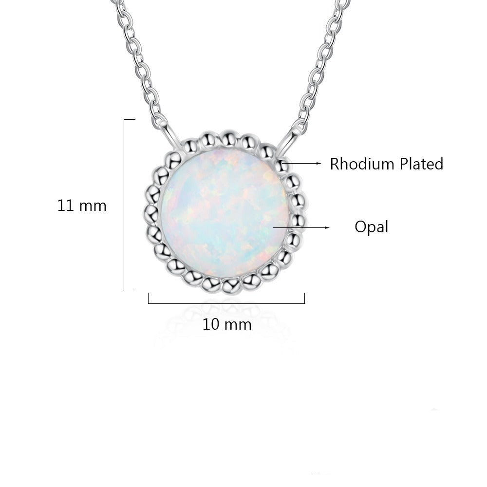 Classic Style Silver White Opal Color Necklace-Florence Scovel