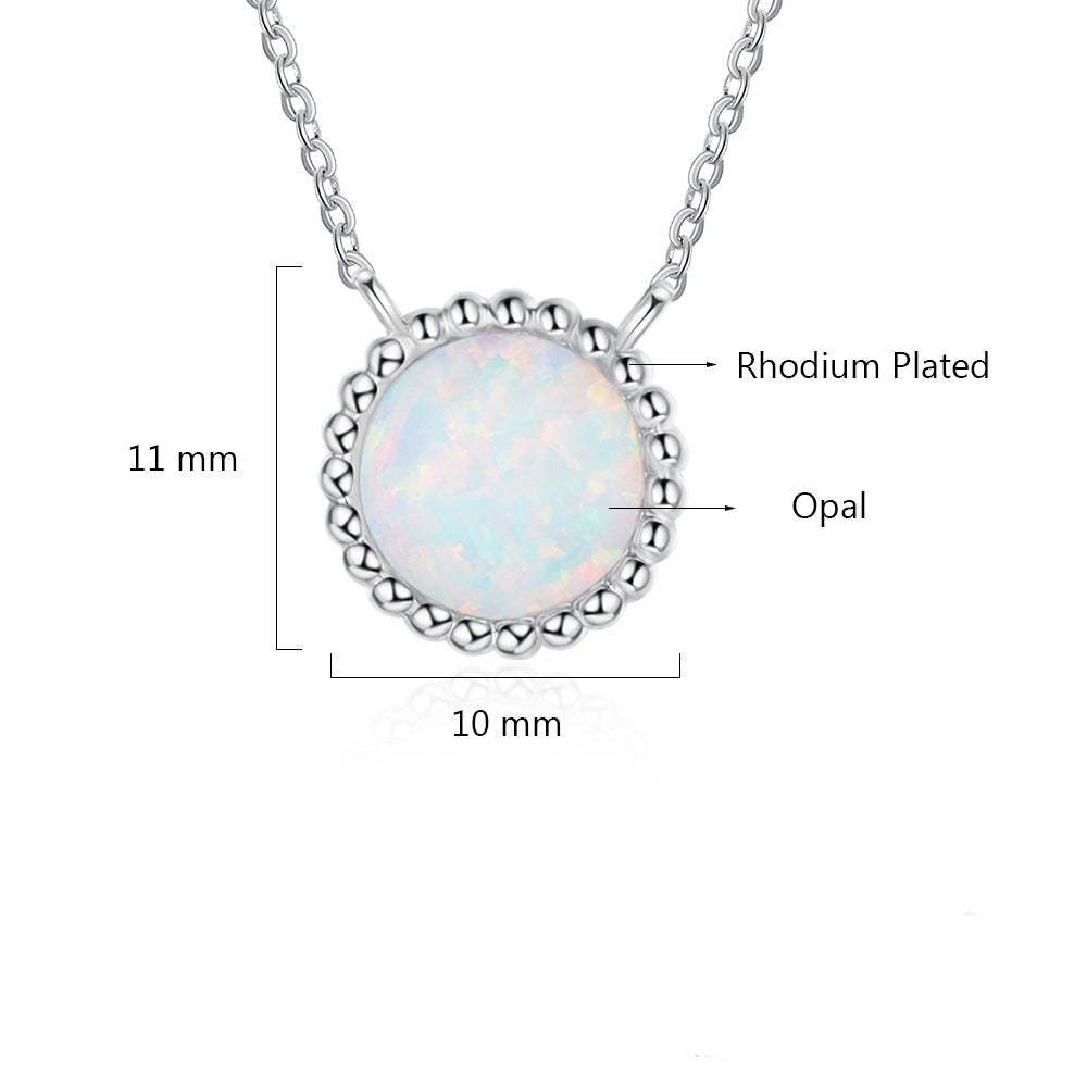 Classic Style Silver White Opal Color Necklace-Florence Scovel