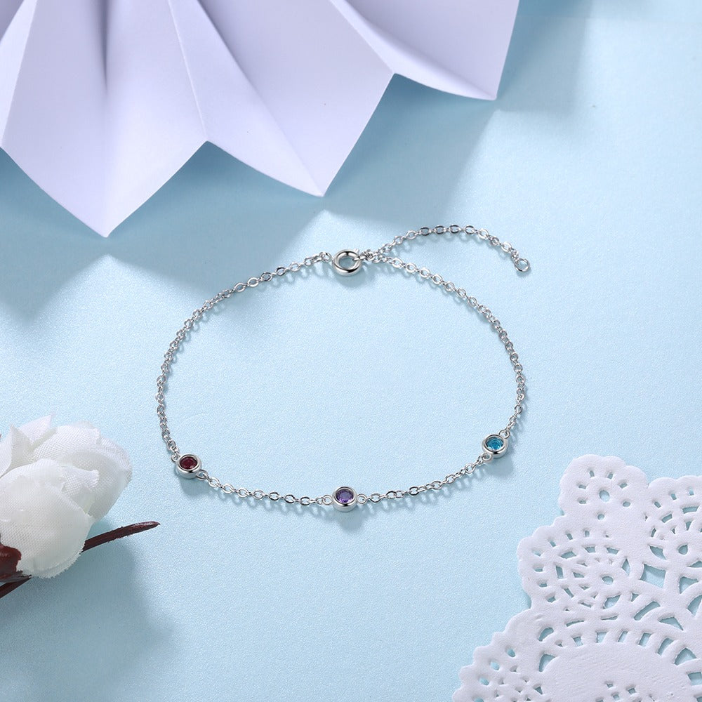 Customized 3 Birthstones Chain Bracelet For Women-Florence Scovel