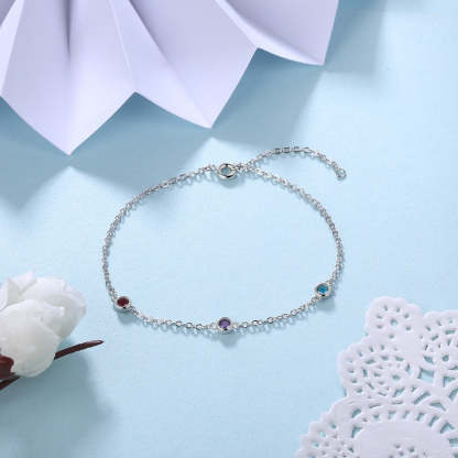 Customized 3 Birthstones Chain Bracelet For Women-Florence Scovel