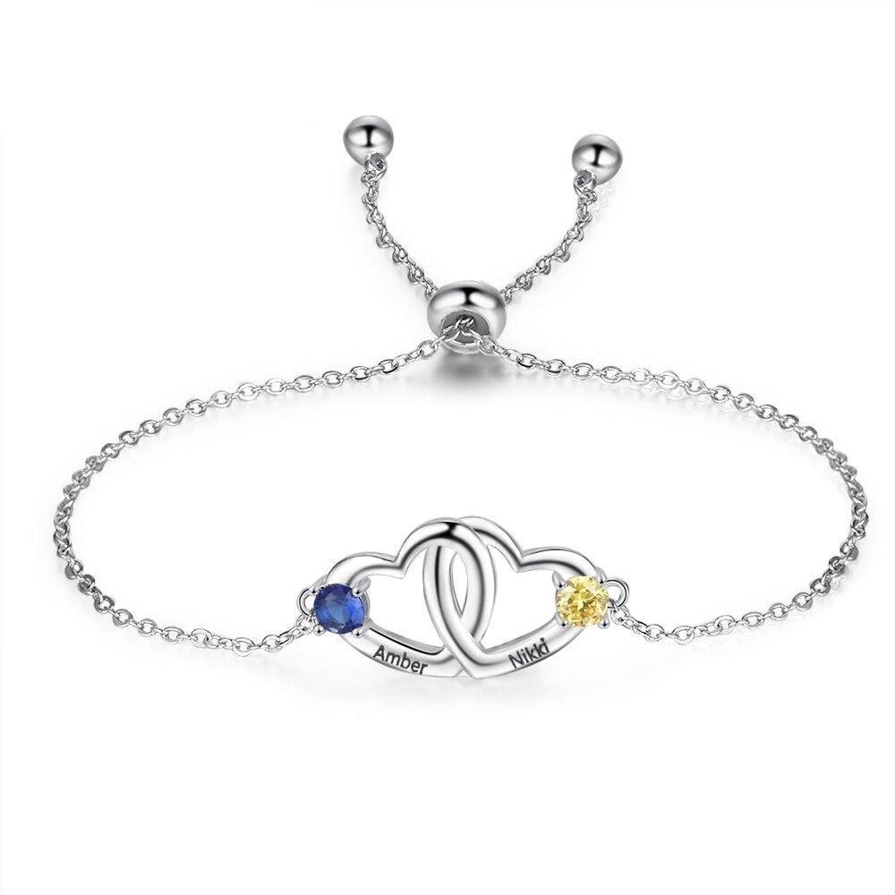 Customized Birthstone Double Cordate Bracelet For Women-Florence Scovel