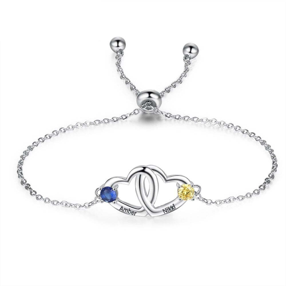 Customized Birthstone Double Cordate Bracelet For Women-Florence Scovel