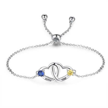 Customized Birthstone Double Cordate Bracelet For Women-Florence Scovel