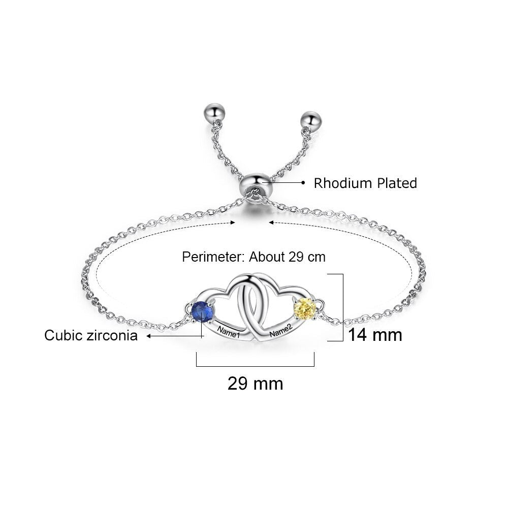 Customized Birthstone Double Cordate Bracelet For Women-Florence Scovel