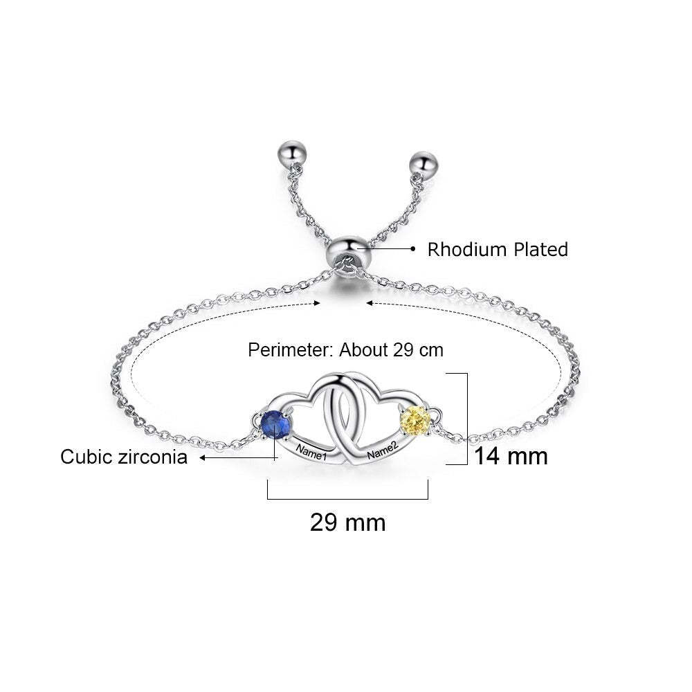 Customized Birthstone Double Cordate Bracelet For Women-Florence Scovel