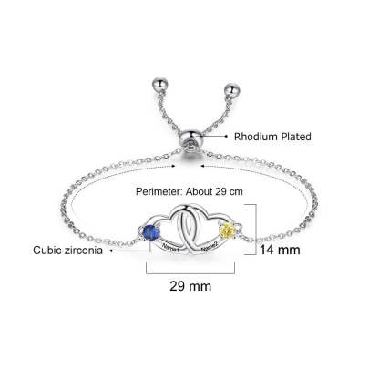 Customized Birthstone Double Cordate Bracelet For Women-Florence Scovel
