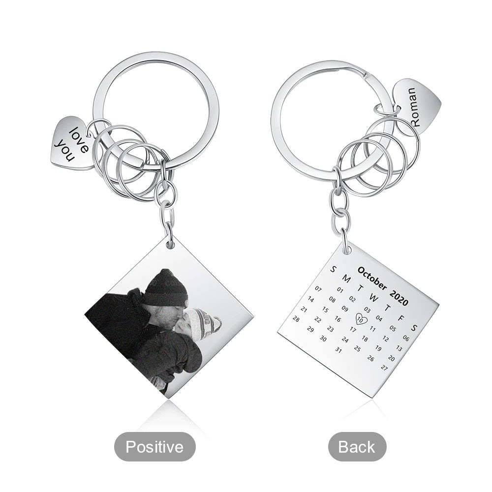 Customized Photo Calendar & Name Engraving Keychain-Florence Scovel