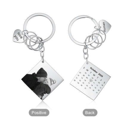 Customized Photo Calendar & Name Engraving Keychain-Florence Scovel