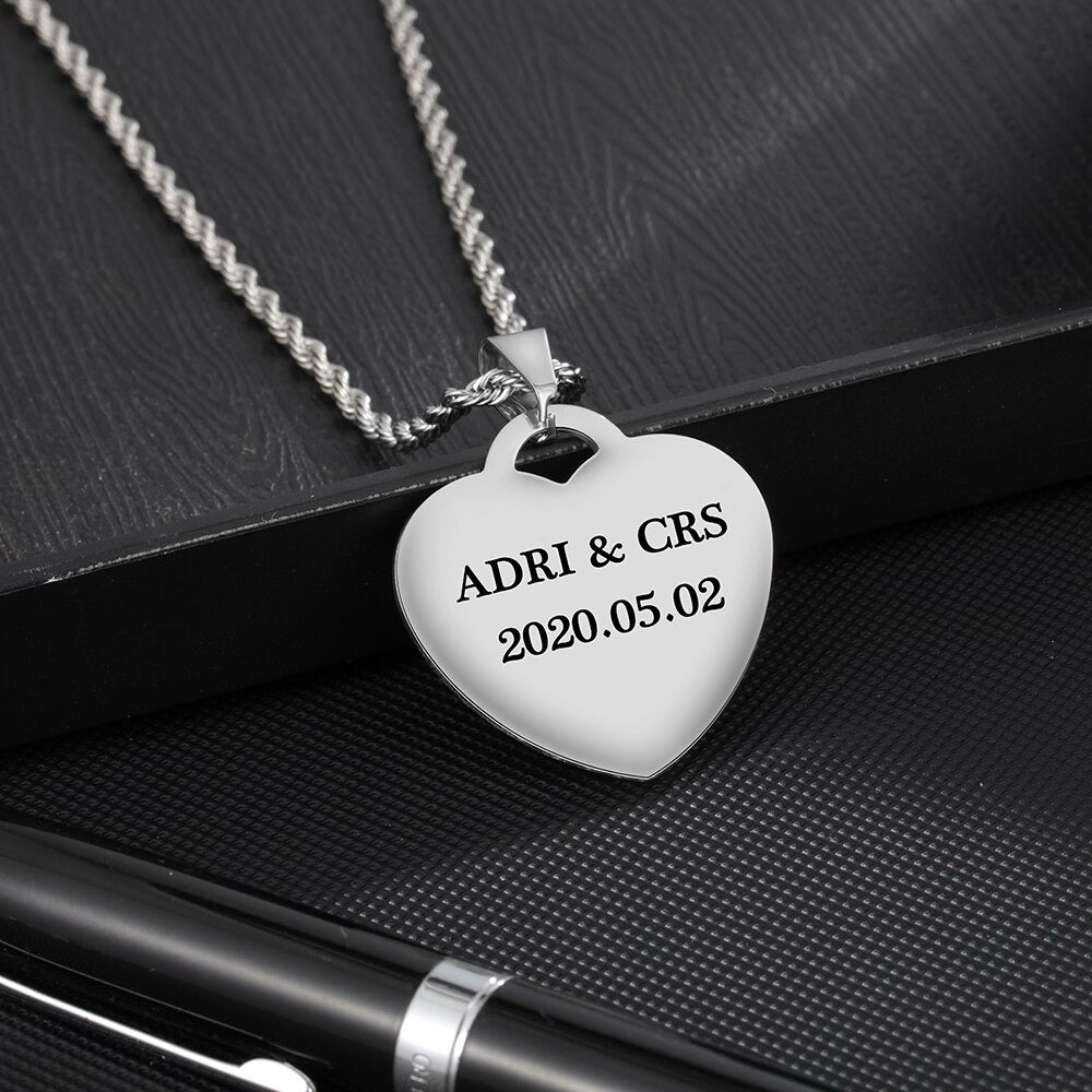 Customized 1 Photo 2 Names 1 Date Necklace for Couples-Florence Scovel